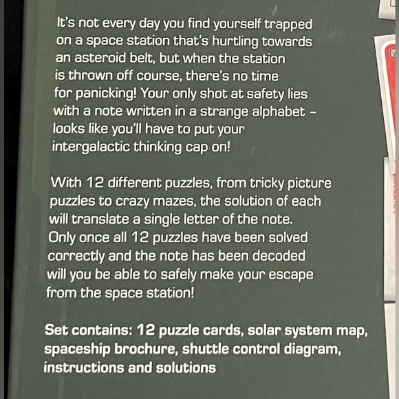 ESCAPE FROM THE SPACE STATION puzzles. By Professor Puzzle. Ages 12 & up New - Picture 3 of 3